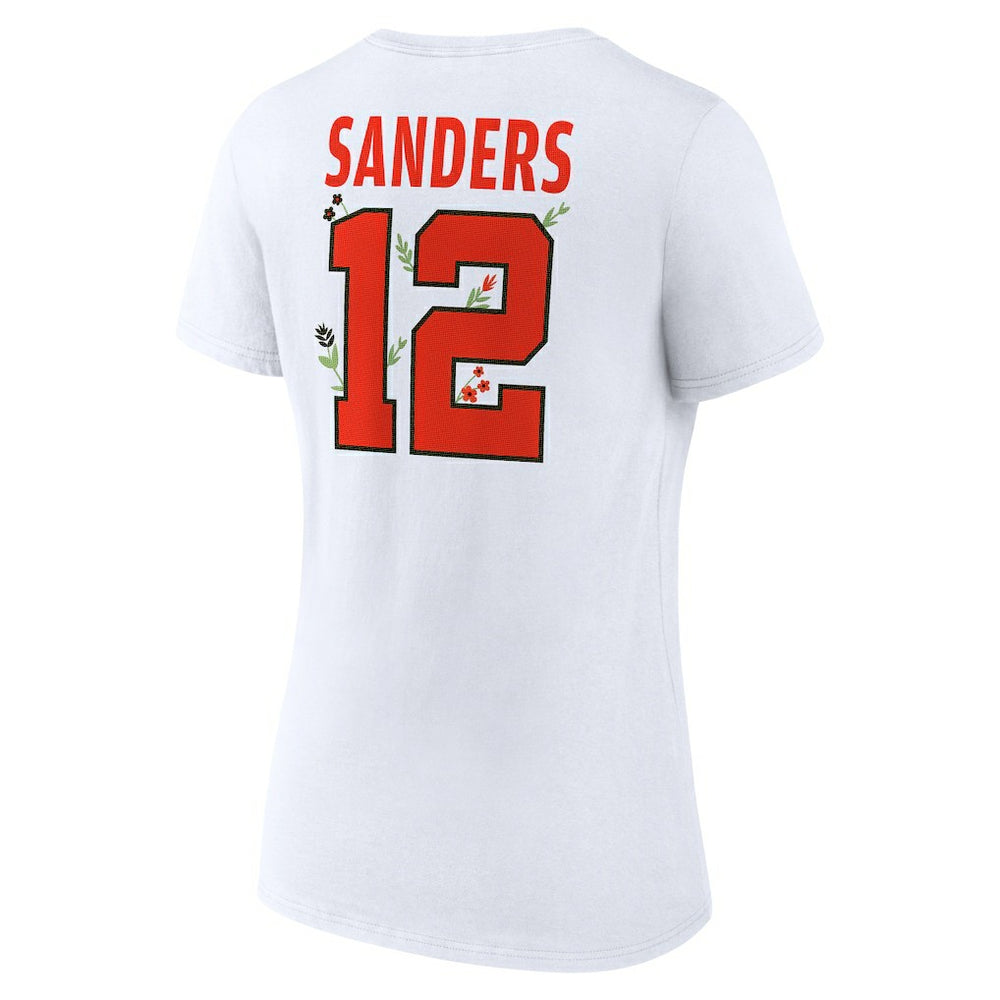 Shedeur Sanders Cleveland Browns Women's Floral Name & Number V-Neck T-Shirt White | NFL