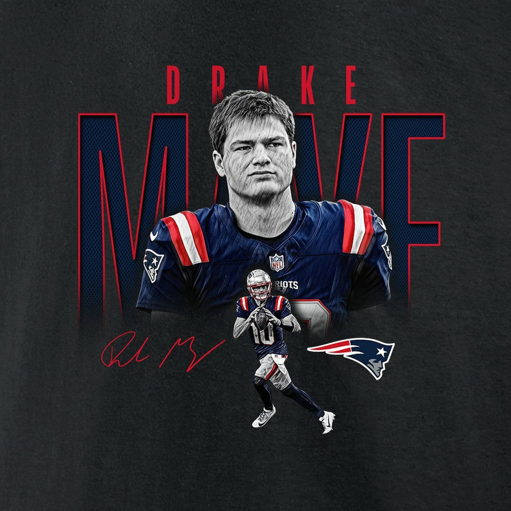 Drake Maye New England Patriots Humble Shadow Player Graphic T-Shirt Black | NFL