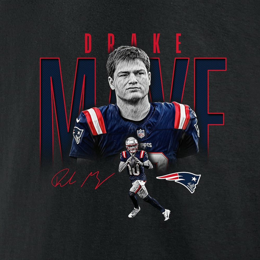 Drake Maye New England Patriots Humble Shadow Player Graphic T-Shirt Black | NFL