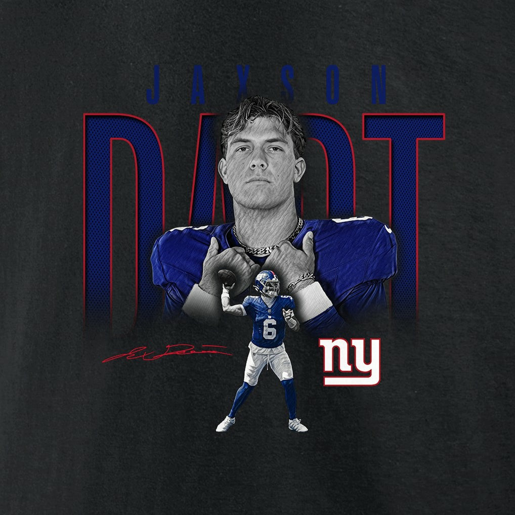 Jaxson Dart New York Giants Humble Shadow Player Graphic T-Shirt Black | NFL