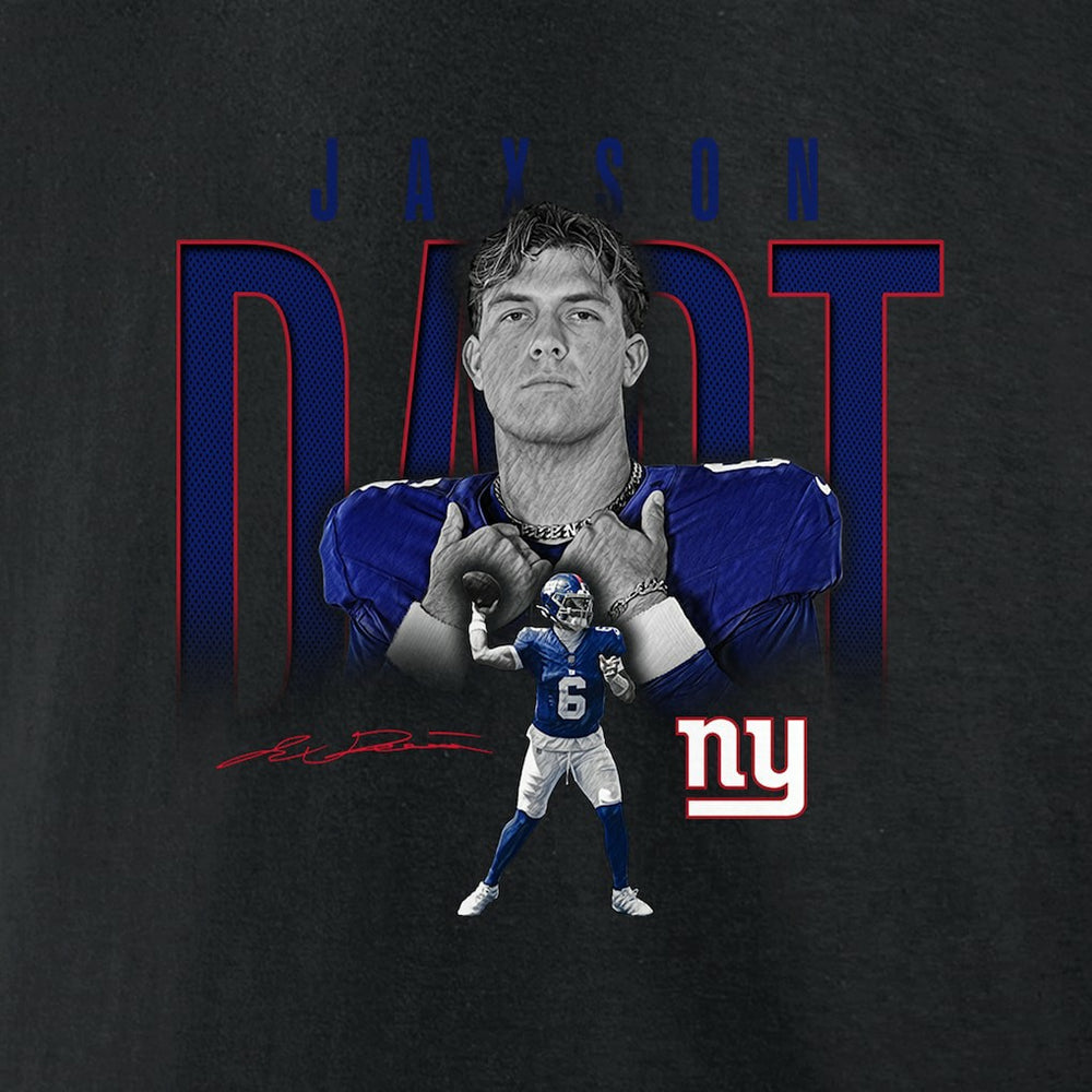 Jaxson Dart New York Giants Humble Shadow Player Graphic T-Shirt Black | NFL