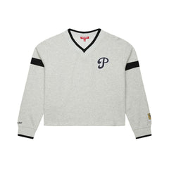 Philadelphia Phillies Mitchell & Ness Women's Cooperstown Collection V-Neck Cropped Toggle Sweatshirt - MLB