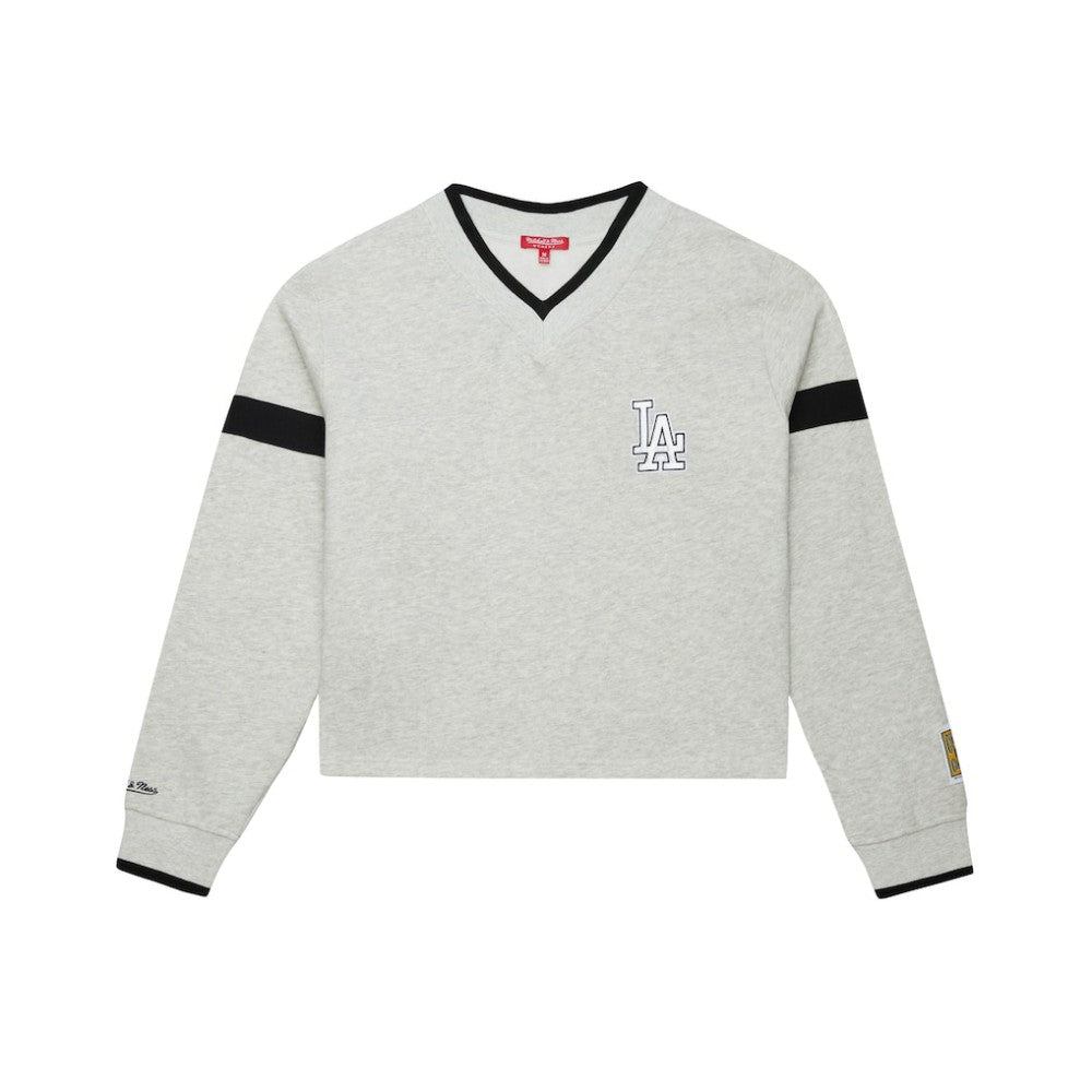 Los Angeles Dodgers Mitchell & Ness Women's Cooperstown Collection V-Neck Cropped Toggle Sweatshirt - MLB