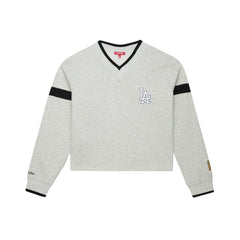 Los Angeles Dodgers Mitchell & Ness Women's Cooperstown Collection V-Neck Cropped Toggle Sweatshirt - MLB