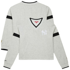 New York Yankees Mitchell & Ness Women's Cooperstown Collection V-Neck Cropped Toggle Sweatshirt - MLB