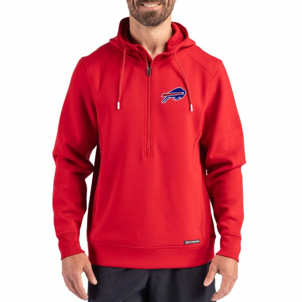 Buffalo Bills Cutter & Buck Roam Eco Half-Zip Recycled Pullover Hoodie Red | NFL