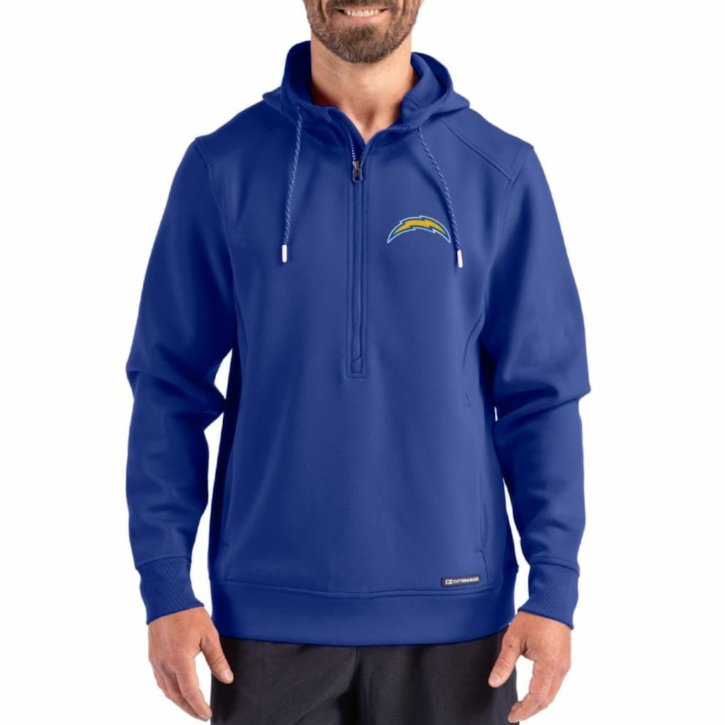 Los Angeles Chargers Cutter & Buck Roam Eco Half-Zip Recycled Pullover Hoodie Blue | NFL