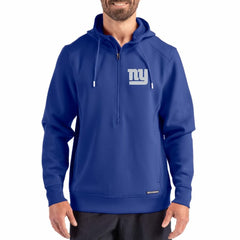 New York Giants Cutter & Buck Roam Eco Half-Zip Recycled Pullover Hoodie Royal | NFL