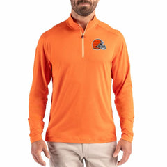 Cleveland Browns Cutter & Buck Coastline Epic Comfort Recycled Quarter-Zip Pullover Orange | NFL
