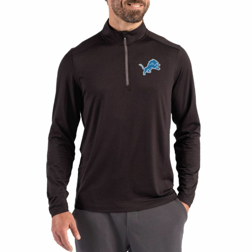 Detroit Lions Cutter & Buck Coastline Epic Comfort Recycled Quarter-Zip Pullover Black | NFL
