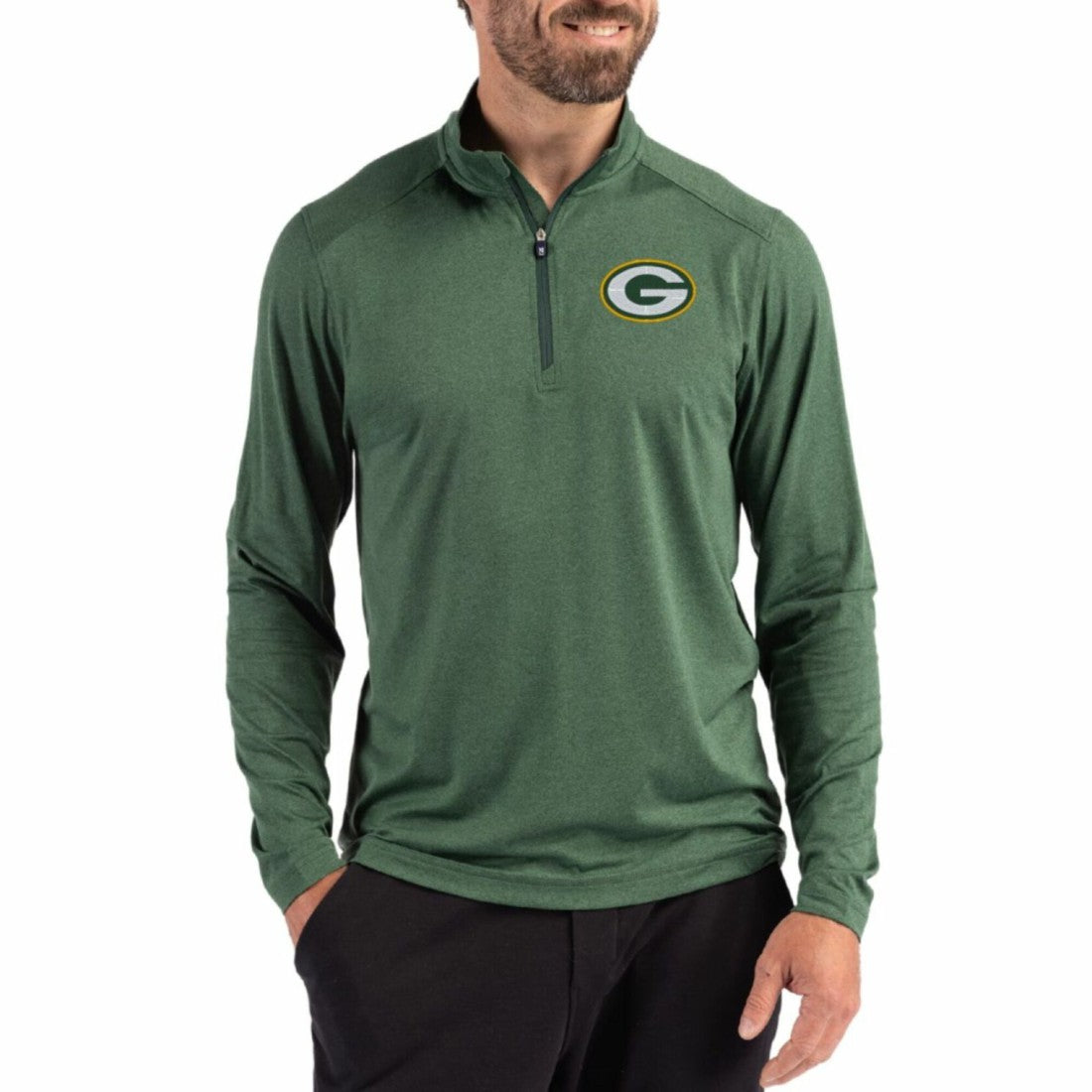 Green Bay Packers Cutter & Buck Coastline Epic Comfort Recycled Quarter-Zip Pullover Green | NFL