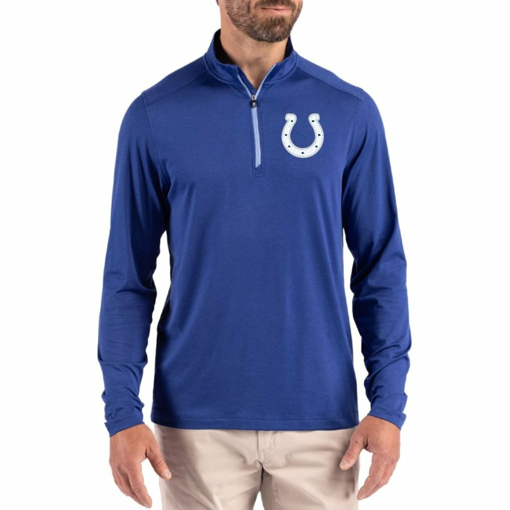 Indianapolis Colts Cutter & Buck Coastline Epic Comfort Recycled Quarter-Zip Pullover Royal | NFL
