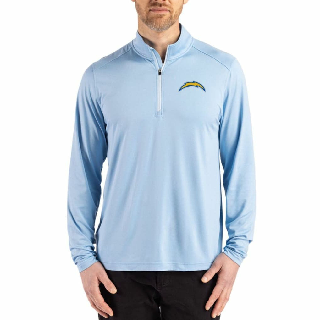 Los Angeles Chargers Cutter & Buck Coastline Epic Comfort Recycled Quarter-Zip Pullover Powder Blue | NFL