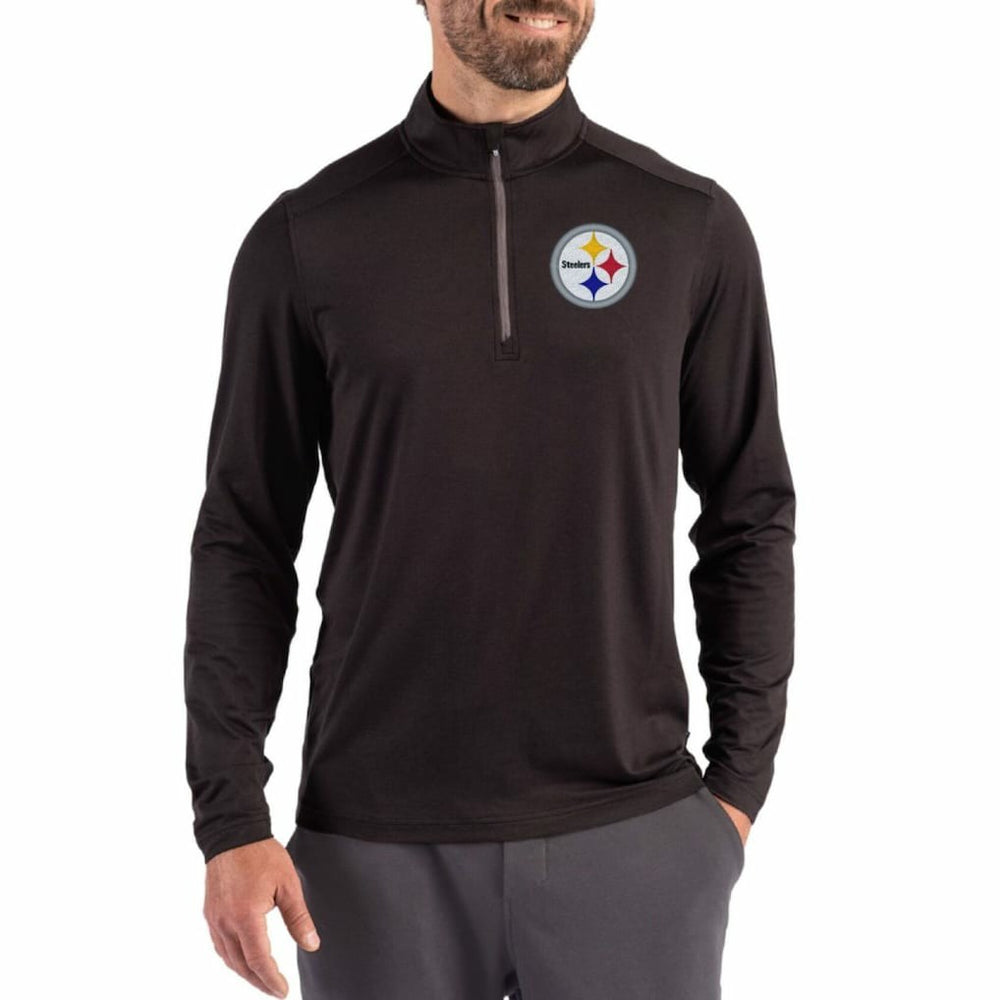 Pittsburgh Steelers Cutter & Buck Coastline Epic Comfort Recycled Quarter-Zip Pullover Black | NFL