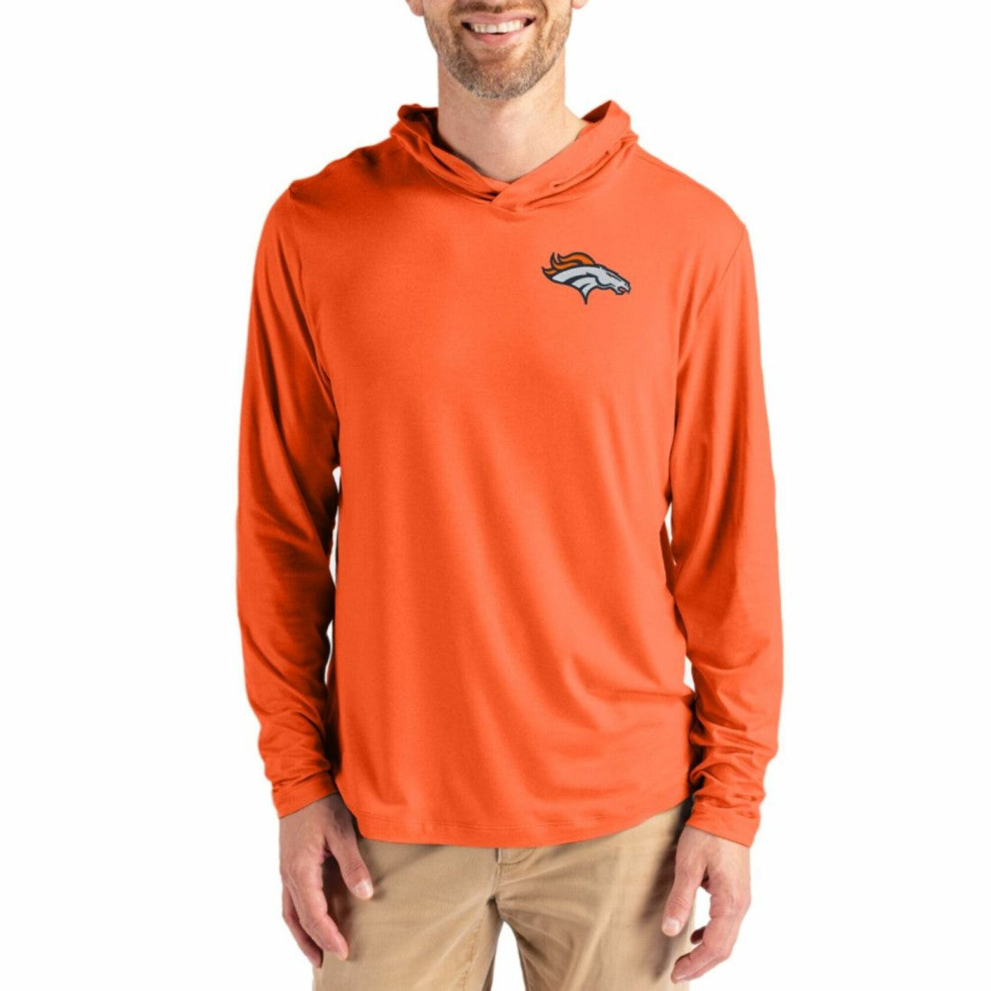 Denver Broncos Cutter & Buck Coastline Epic Comfort Recycled Long Sleeve Hoodie T-Shirt Orange | NFL