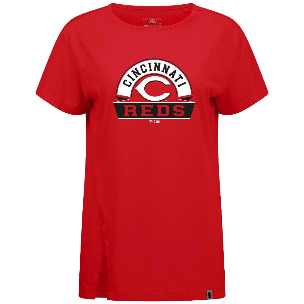 Cincinnati Reds Levelwear Women's Influx Banner Arch T-Shirt - MLB
