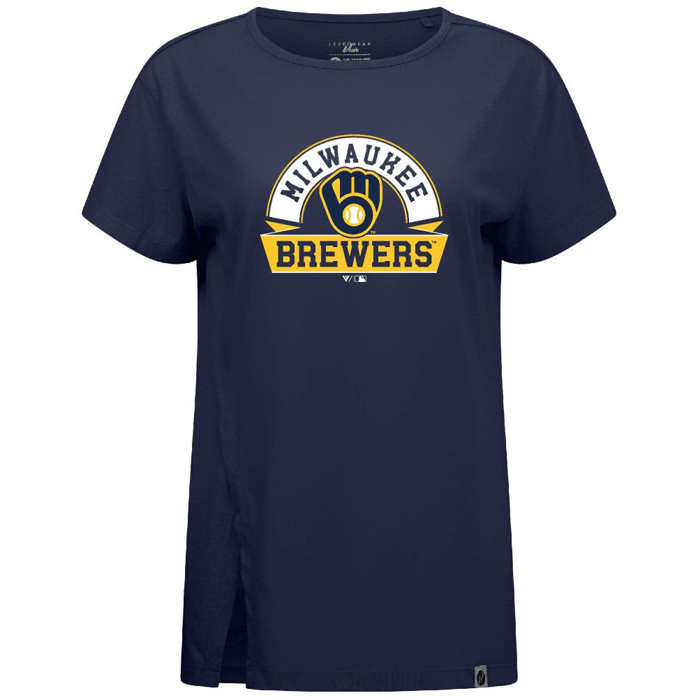 Milwaukee Brewers Levelwear Women's Influx Banner Arch T-Shirt - MLB
