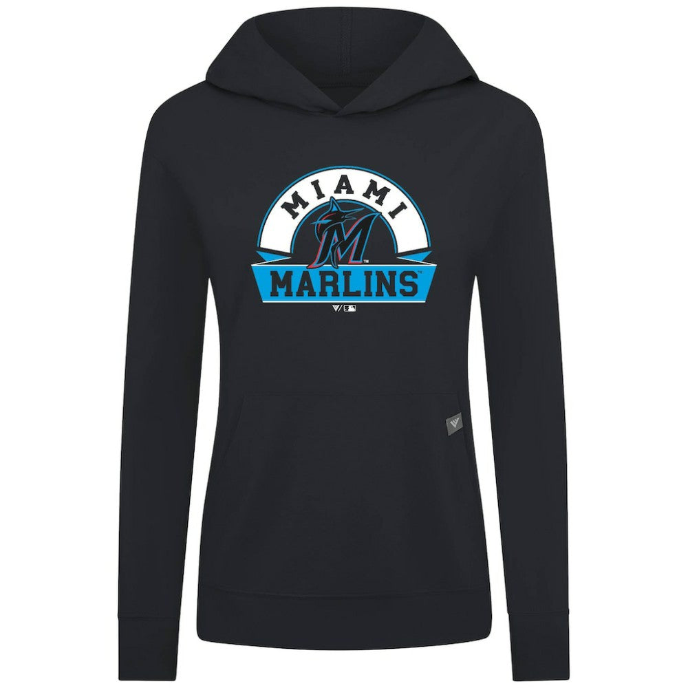Miami Marlins Levelwear Women's Relay Banner Arch Long Sleeve T-Shirt Hoodie - MLB