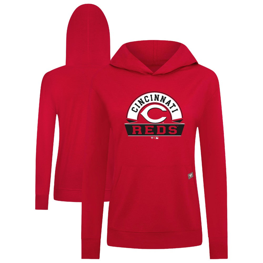 Cincinnati Reds Levelwear Women's Relay Banner Arch Long Sleeve T-Shirt Hoodie - MLB