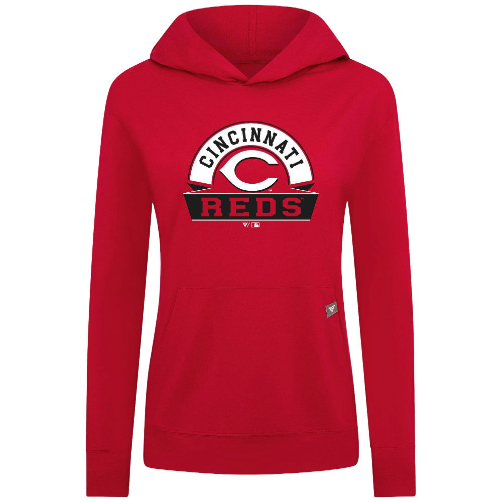 Cincinnati Reds Levelwear Women's Relay Banner Arch Long Sleeve T-Shirt Hoodie - MLB