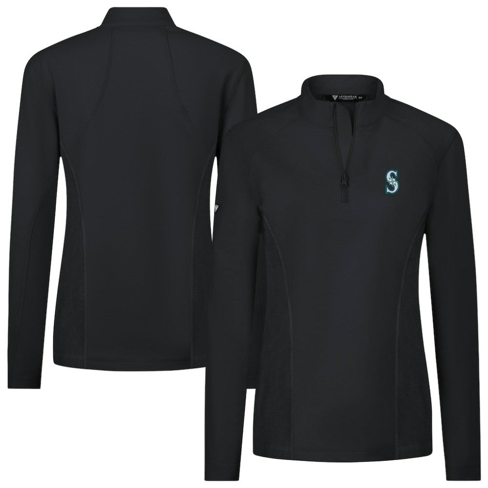 Seattle Mariners Levelwear Women's Upright Insignia 2.0 Quarter-Zip Tri-Blend Top - MLB