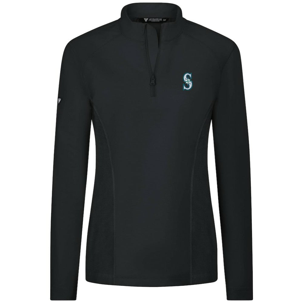 Seattle Mariners Levelwear Women's Upright Insignia 2.0 Quarter-Zip Tri-Blend Top - MLB