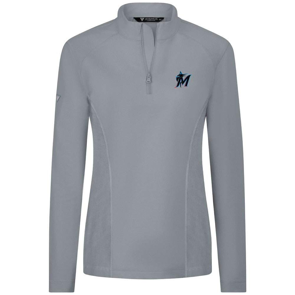 Miami Marlins Levelwear Women's Upright Insignia 2.0 Quarter-Zip Tri-Blend Top - MLB