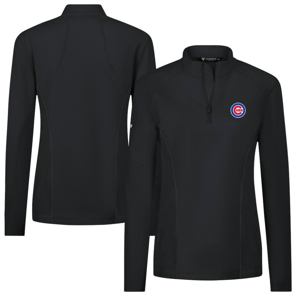 Chicago Cubs Levelwear Women's Upright Insignia 2.0 Quarter-Zip Tri-Blend Top - MLB