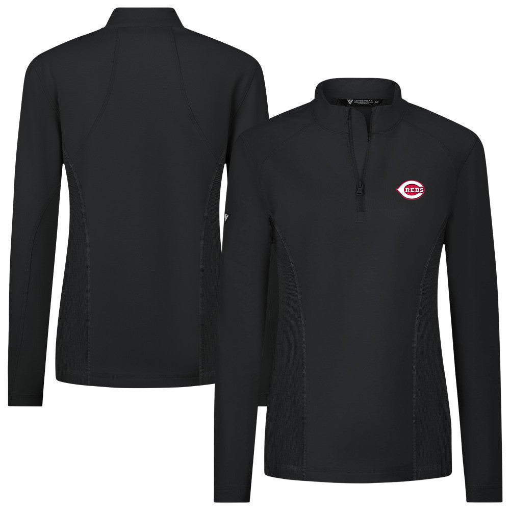 Cincinnati Reds Levelwear Women's Upright Insignia 2.0 Quarter-Zip Tri-Blend Top - MLB