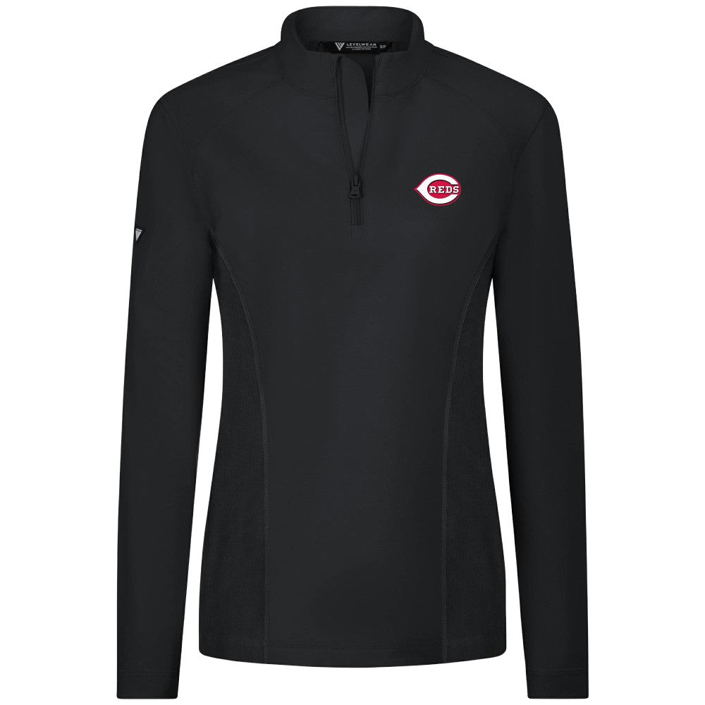Cincinnati Reds Levelwear Women's Upright Insignia 2.0 Quarter-Zip Tri-Blend Top - MLB