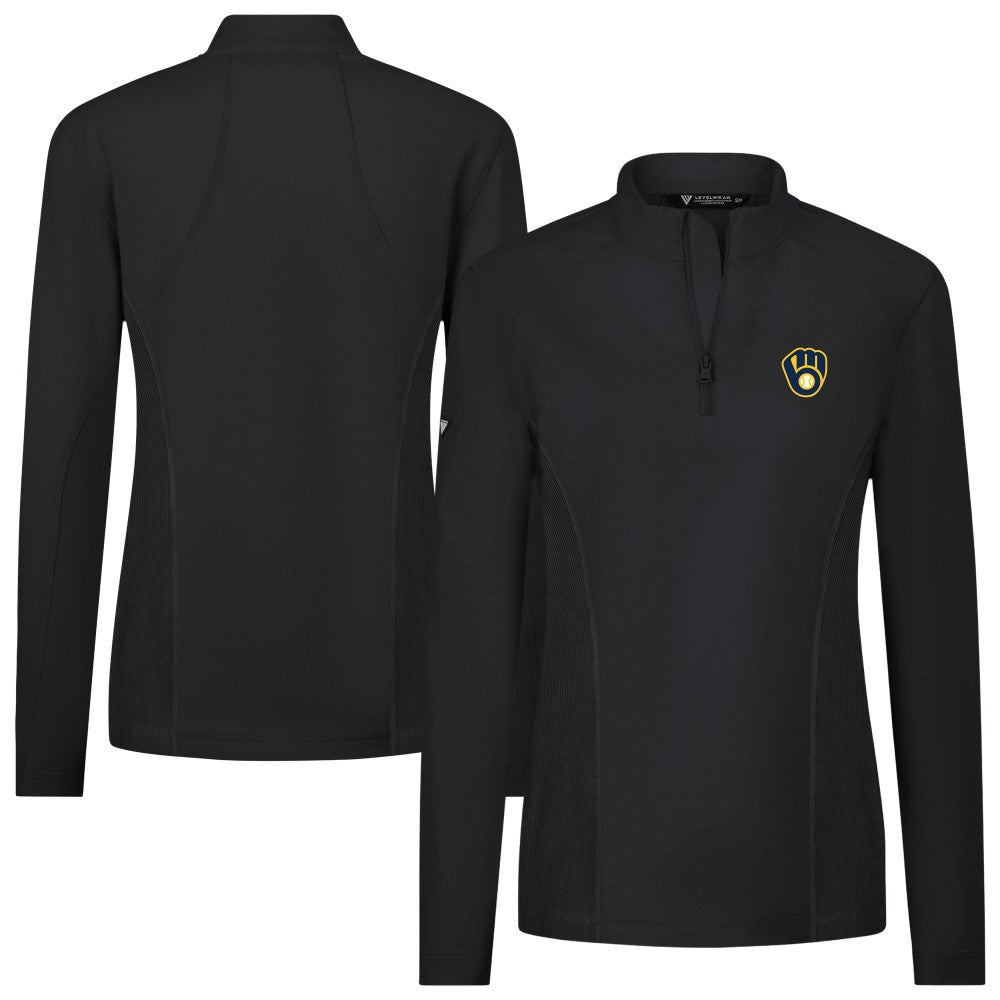 Milwaukee Brewers Levelwear Women's Upright Insignia 2.0 Quarter-Zip Tri-Blend Top - MLB