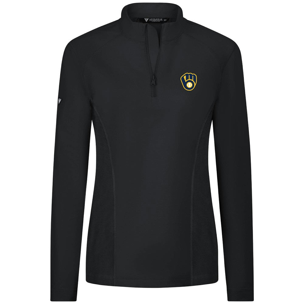 Milwaukee Brewers Levelwear Women's Upright Insignia 2.0 Quarter-Zip Tri-Blend Top - MLB