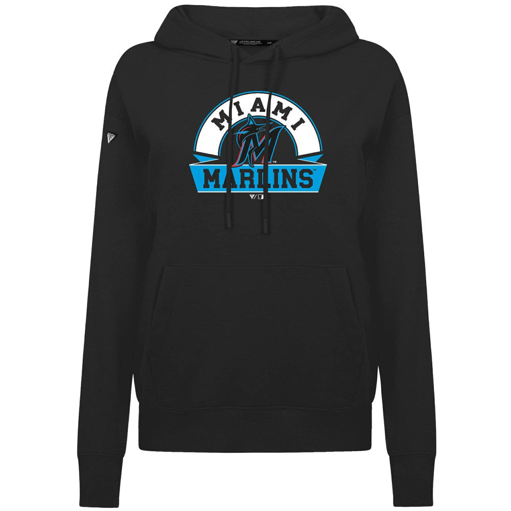 Miami Marlins Levelwear Women's Adorn Banner Arch Hoodie - MLB