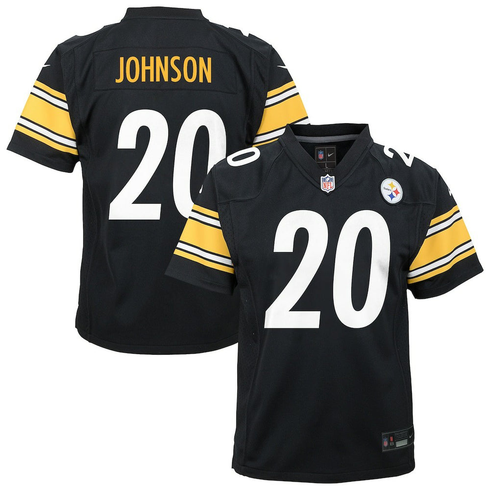 Kaleb Johnson Pittsburgh Steelers Youth Team Game Jersey Black | Nike for Sale