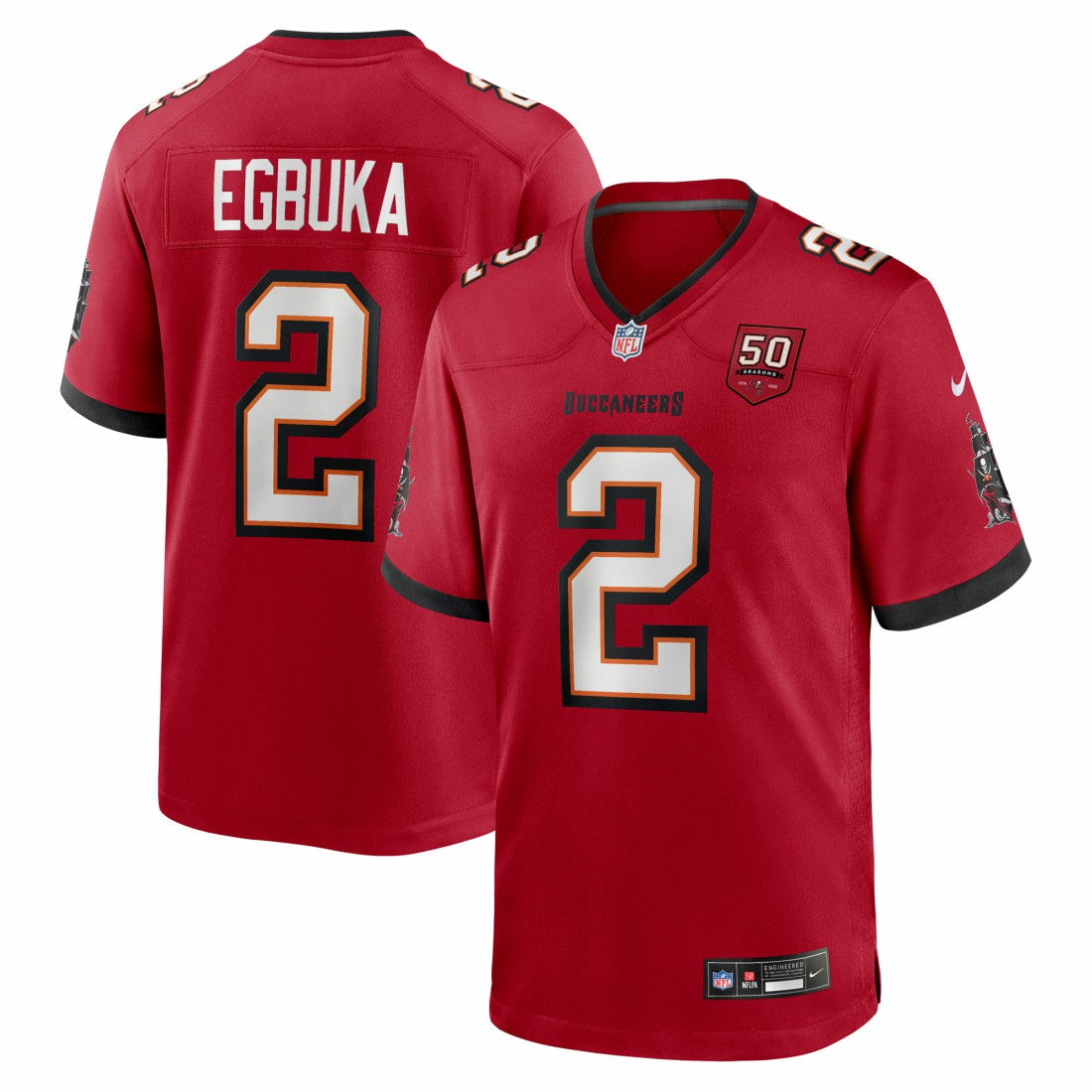 Emeka Egbuka Tampa Bay Buccaneers Team 50th Season Game Jersey Red | Nike for Sale