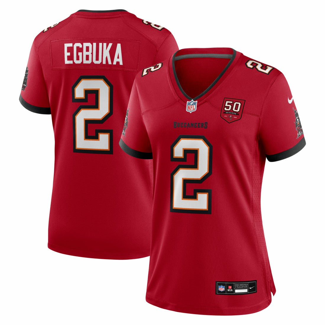 Emeka Egbuka Tampa Bay Buccaneers Women's Team 50th Season Game Jersey Red | Nike for Sale