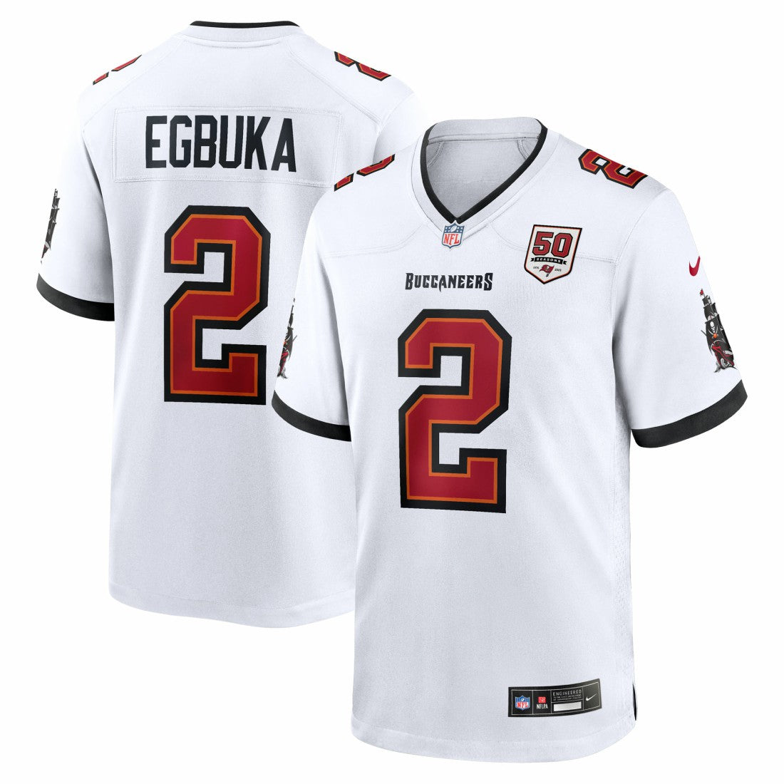 Emeka Egbuka Tampa Bay Buccaneers 50th Season Game Jersey White | Nike for Sale