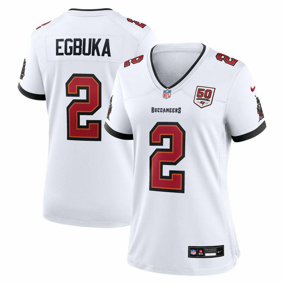 Emeka Egbuka Tampa Bay Buccaneers Women's 50th Season Game Jersey White | Nike for Sale