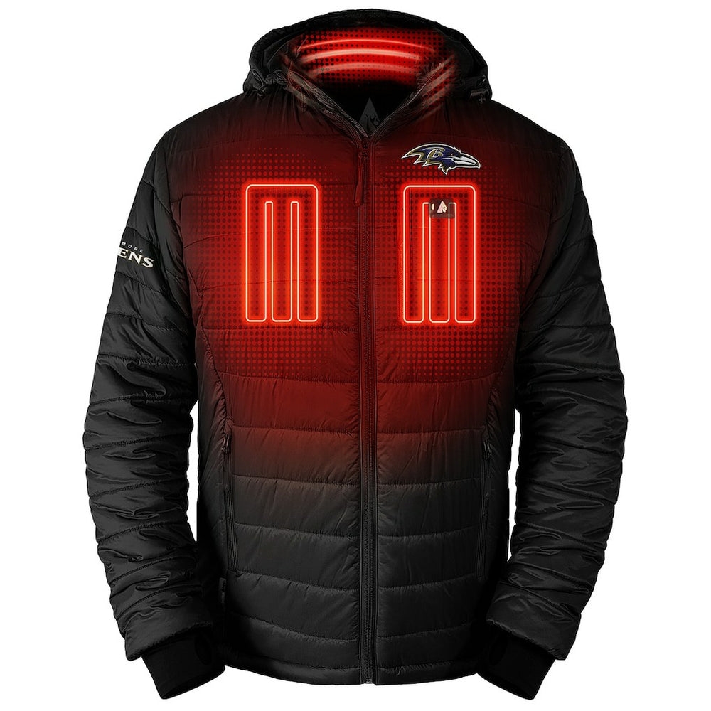 Baltimore Ravens ActionHeat 5V Battery Heated Full-Zip Hoodie Puffer Jacket Black | NFL