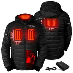 Baltimore Ravens ActionHeat 5V Battery Heated Full-Zip Hoodie Puffer Jacket Black | NFL
