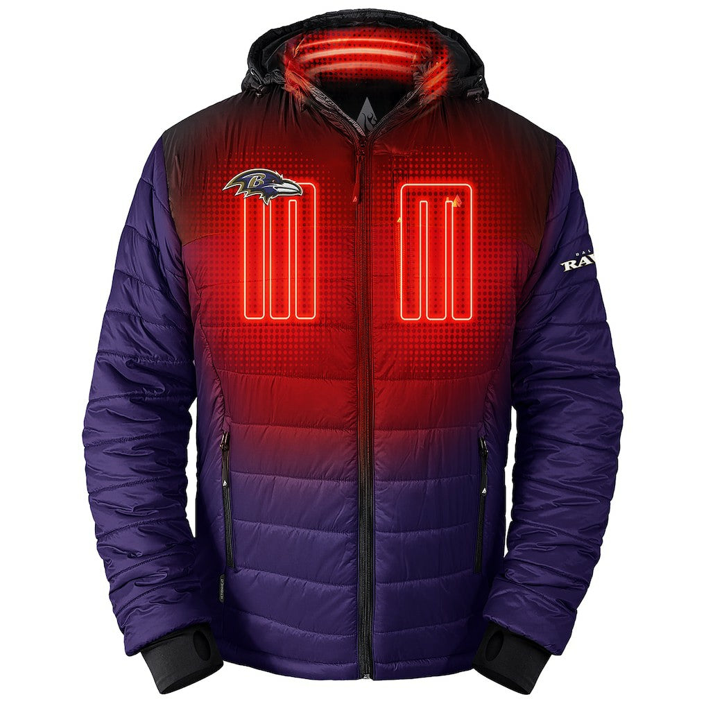 Baltimore Ravens ActionHeat 5V Battery Heated Full-Zip Hoodie Puffer Jacket Purple | NFL