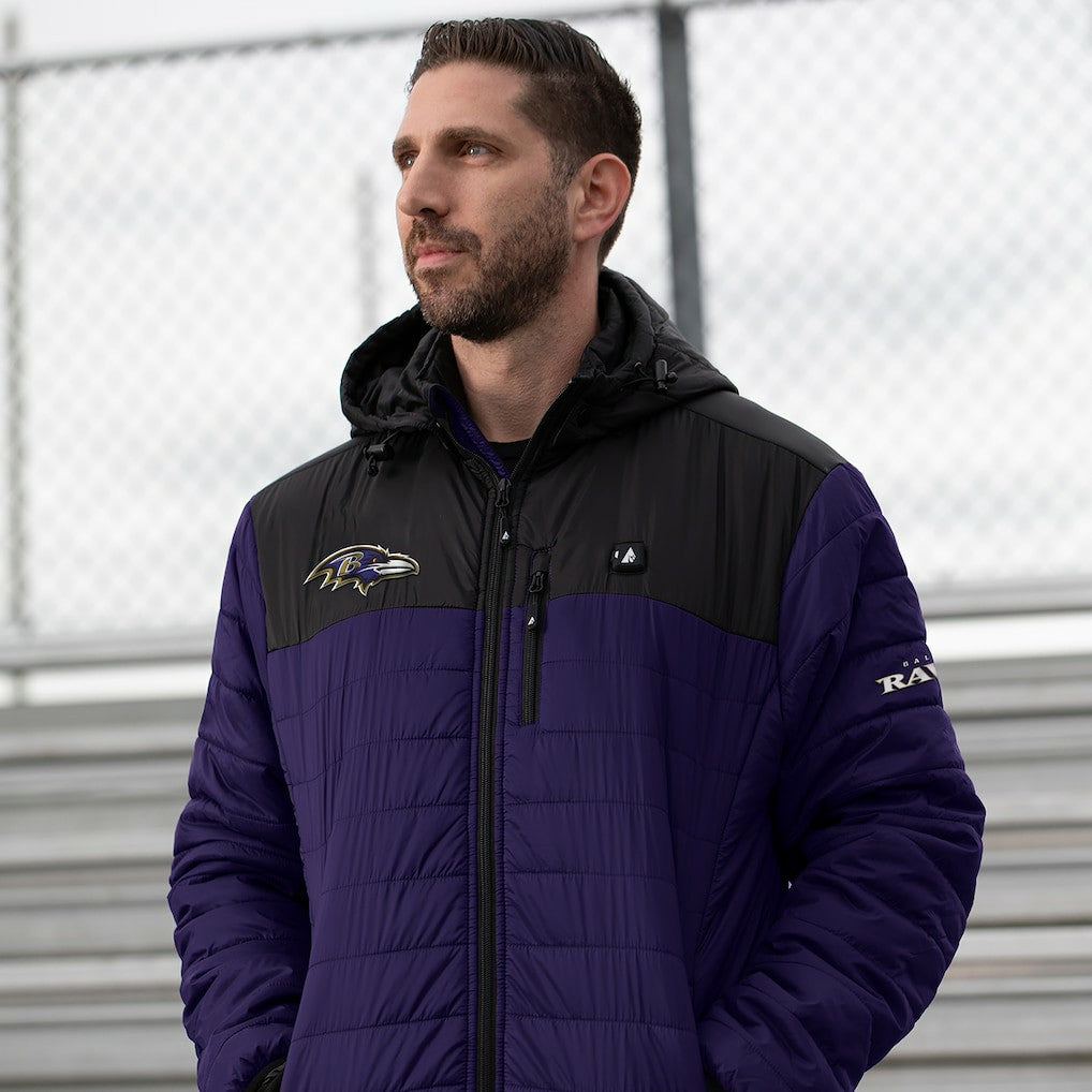 Baltimore Ravens ActionHeat 5V Battery Heated Full-Zip Hoodie Puffer Jacket Purple | NFL
