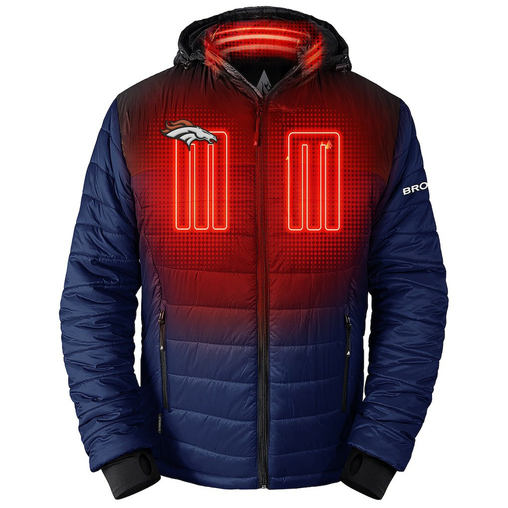 Denver Broncos ActionHeat 5V Battery Heated Colorblock Full-Zip Puffer Jacket Black/Navy | NFL