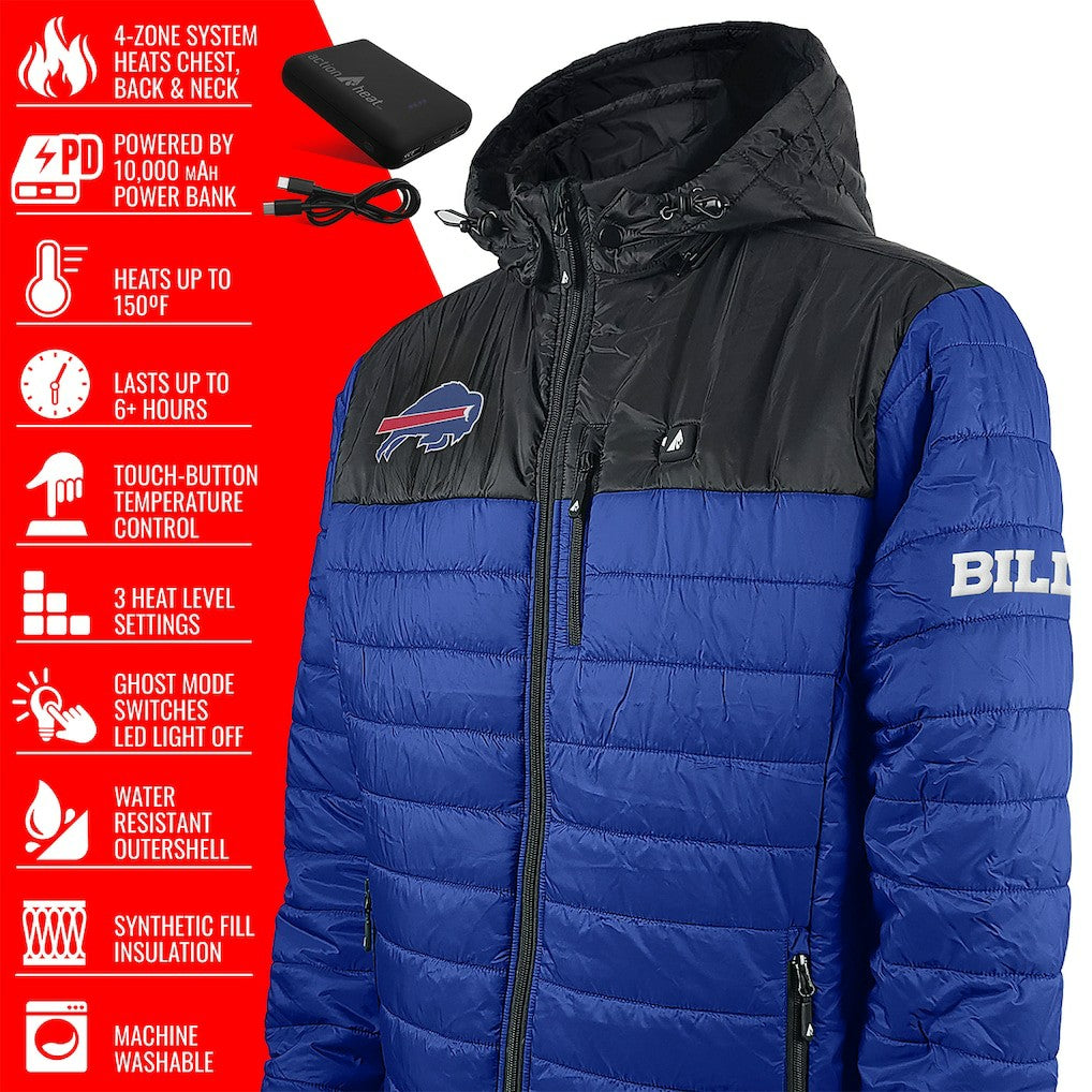 Buffalo Bills ActionHeat 5V Battery Heated Colorblock Full-Zip Puffer Jacket Black/Royal | NFL