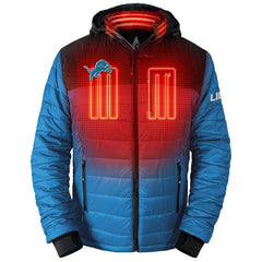 Detroit Lions ActionHeat 5V Battery Heated Colorblock Full-Zip Puffer Jacket Black/Blue | NFL
