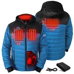 Detroit Lions ActionHeat 5V Battery Heated Colorblock Full-Zip Puffer Jacket Black/Blue | NFL