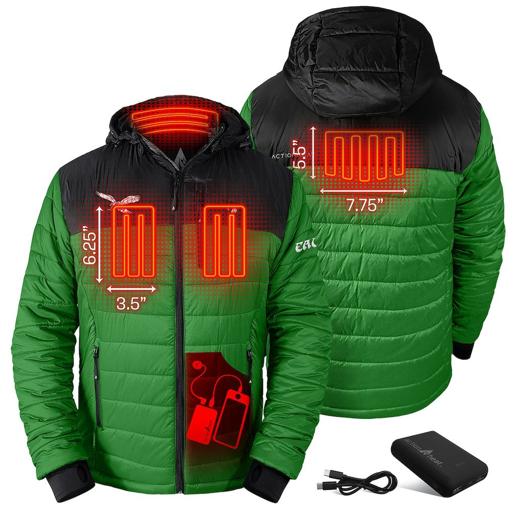 Philadelphia Eagles ActionHeat 5V Battery Heated Colorblock Full-Zip Puffer Jacket Black/Kelly Green | NFL