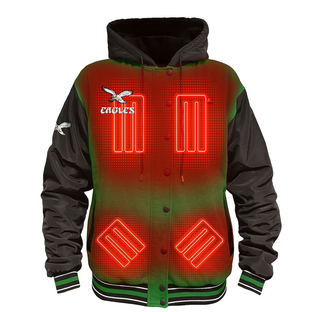Philadelphia Eagles ActionHeat 5V Battery Heated Full-Snap Varsity Jacket Kelly Green/Black | NFL