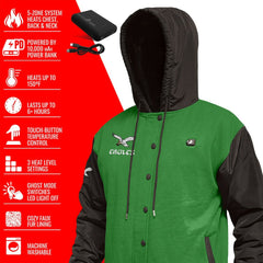 Philadelphia Eagles ActionHeat 5V Battery Heated Full-Snap Varsity Jacket Kelly Green/Black | NFL