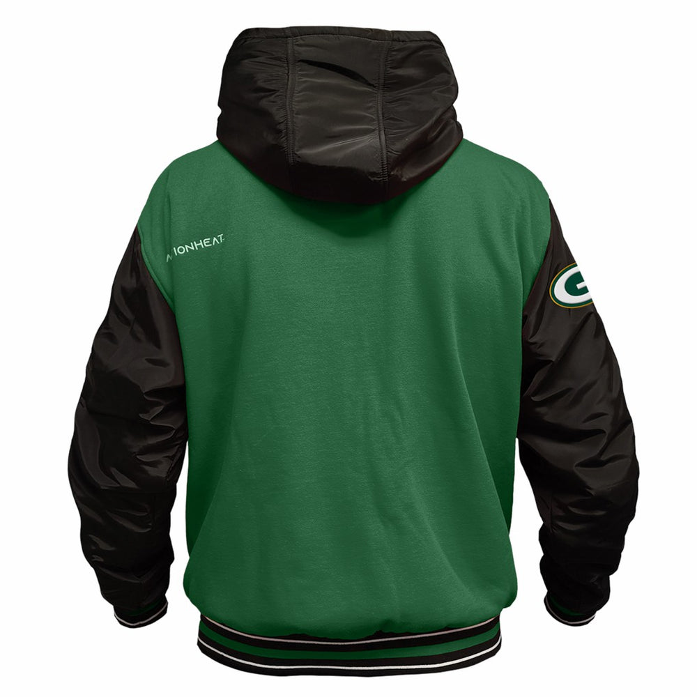 Green Bay Packers ActionHeat 5V Battery Heated Full-Snap Varsity Jacket Green/Black | NFL